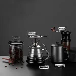 Luxus-Stil High High Boro silikat glas Lebensmittel qualität Materialien Tragbare Kaffeewerkzeug-Sets