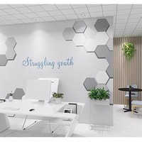 Murale murale personnalisée en soie imprimée par transfert thermique, motif géométrique hexagonal Art Déco bleu de style chinois, taille sur mesure pour fond de maison
