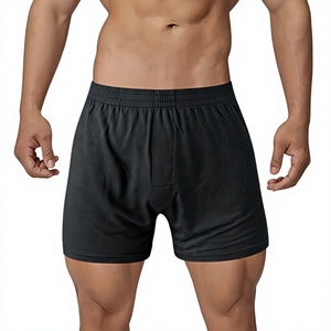 Men's Solid Color Boxer Briefs Mid-Rise Knitted Cotton Breathable Machine-Washable Underwear Black Comfortable Sports Adults - Product Image 2
