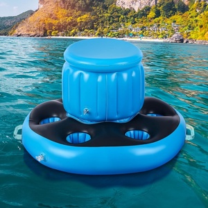 PVC Inflatable Floating Cooler 23.6*13.8 Inch with 6 Cup Holders and 2 Handles for Lake <b>Pool</b> Drink Floats <b>Pool</b> Party Beach Lake - Product Image 6