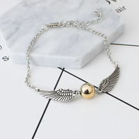 Nouveau produit mode Vintage Antique Double aile boule ronde Snitch Harry pendentif Potter Bracelet pour unisexe