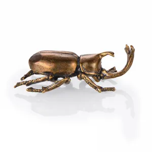 昆虫茶宠物禅饰品甲虫旧货黄铜手柄件玩收藏青铜