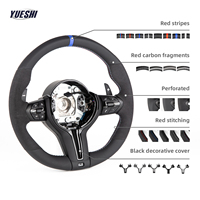 Volant sport M sur mesure en cuir et suède avec surpiqûres tricolores et palettes de changement de vitesse – Amélioration intérieure pour BMW F10 F07 F06 F01 F25