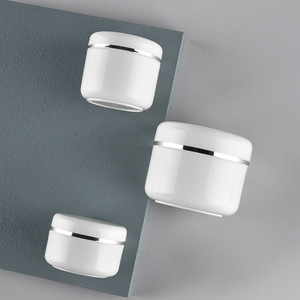 <b>Plastic</b> Jars Round Snap Top Cream Container 20g 50ml 100g 250ml Cosmetic Packaging With Silver <b>Edge</b> For Face Mask Decanting - Product Image 1