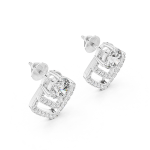 Pendientes de Plata de Ley 925 con Diamantes Cultivados en Laboratorio, Diseño de Diamantes de Corte Redondo, Joyería Elegante para Mujer para Fiestas, Bodas y Eventos Especiales - Product Image 1