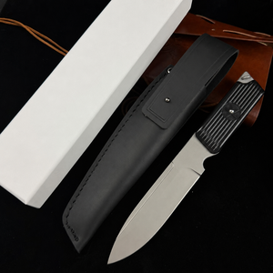 Coltello a lama fissa TT-33 da collezione in acciaio DC53 14C28N con manico GFN, per sopravvivenza, caccia e campeggio, con fodero in pelle, strumento EDC - Product Image 2
