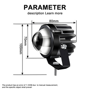 Qideguan Motorcycle <b>Spotlight</b> 12v-80V LED High Beam Cannon Light IP67 Waterproof For Electric Vehicles - Product Image 3