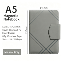 Carnet de notes de bureau A5 en cuir PU avec logo personnalisé, boucle magnétique, impression sérigraphique, design moderne - Cadeau d'affaires