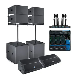 ระบบเสียงลําโพง Active Audio Line Array พร้อมซับวูฟเฟอร์ในตัวโมดูลเครื่องขยายเสียงสําหรับงานปาร์ตี้เพลงสดกลางแจ้ง