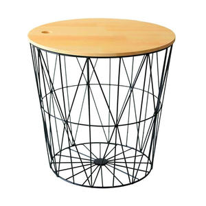 סל אחסון רשת תיל נגד חלודה סל אחסון חומר מתכת גדול עם מכסה במבוק למטבח חדר רחצה - Product Image 1