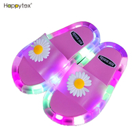 Nouvelles sandales d'été pour enfants, claquettes lumineuses LED pour garçons et filles, motif visage souriant, design à bout ouvert, en PVC, pour la plage
