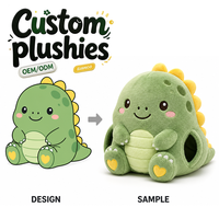 Coussin chauffe-mains en peluche personnalisé en forme de dinosaure, doux et moelleux, pour l'hiver, avec poche pour les mains, jouet en peluche