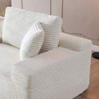 Sofá Seccional em L com Console, Sofá Modular Moderno de Canto, Sofá de Veludo Cotelê Luxuoso e Confortável com Porta-Copos