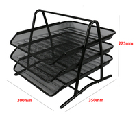 Plateau à papier métallique à 3 niveaux pour fournitures de bureau, organiseur de bureau durable, plateau à dossiers en maille pour le bureau et la maison
