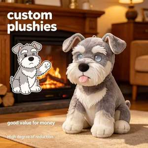 Peluche Personalizzato Schnauzer con Design <span class=keywords><strong>a</strong></span> Occhi Chiusi Certificato CE per Supporto Emotivo, Cucciolo Mascotte - Product Image 1
