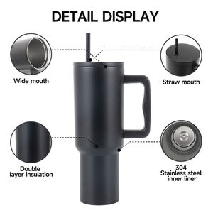 <span class=keywords><strong>Venta</strong></span> caliente regalo termo taza precio de <span class=keywords><strong>compra</strong></span> a granel acero inoxidable 304 aislamiento impresión personalizada tapa de paja 40oz vaso con mango lateral - Product Image 3