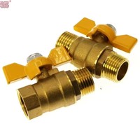 Válvula de Mariposa de Latón de 1/2" Directa de Fábrica, Control Manual de Gas, OEM Personalizable, Mango de Mariposa Amarillo, Rosca Macho