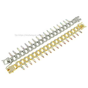 Hip Hop Full Thorned Colored <b>Cuban</b> <b>Chain</b> Bracelet New Nightclub Bracelet Tanjing - Product Image 5