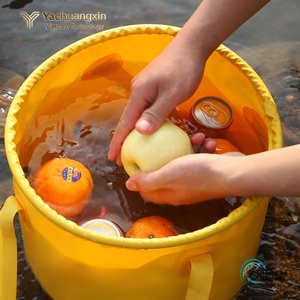 Cubo de Almacenamiento Plegable Amarillo de Tela Oxford Impermeable de 10L, Bolsa Portátil para Picnic y Camping al Aire Libre para Todas las Estaciones - Product Image 3