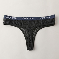 String sexy en dentelle transparente brodée en maille jacquard à taille basse avec logo personnalisé imprimé