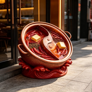 Sculpture géante Yin-Yang en FRP F127 pour <span class=keywords><strong>restaurant</strong></span> chinois, décoration de façade, statue emblématique en fibre de verre pour bouillon épicé - Product Image 1