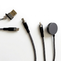 Cable de Carga Múltiple 3 en 2 de Fábrica, 100W PD, con Cargador Magnético Integrado para iWatch, Trenzado de Nailon, Carga Rápida, con Adaptador USB Gratuito
