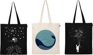 Sac fourre-tout en toile de coton réutilisable, écologique, personnalisé avec logo, noir et blanc, pour courses, vente en gros - Product Image 4