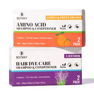 2 Scent Lavender and Orange Amino Acid Solid Shampoo & Conditioner Bar Soap Set