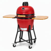 Barbecue au charbon de bois en céramique Kamado miniature portable de 16 pouces, compact, pour l'extérieur, avec support