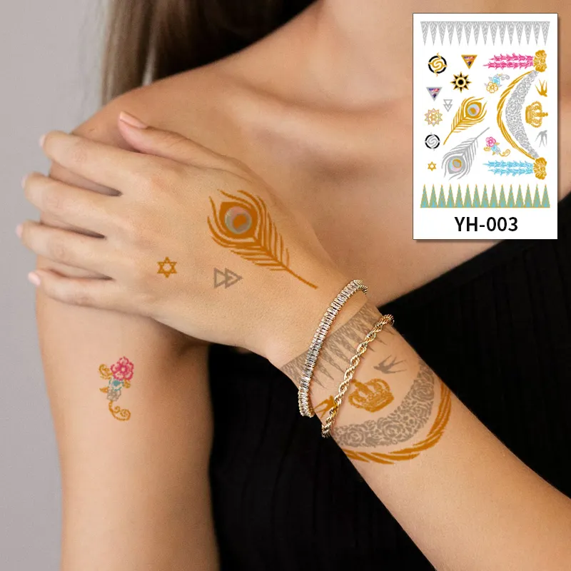 Vẻ đẹp mới thiết kế cơ thể vàng Sticker lâu dài không thấm nước tạm thời Sticker Tattoo