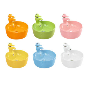 Lavabo de lavabo de navire rond de couleur rose Vente en gros bon marché Céramique Chine Lavabos de comptoir Armoire de lavage des <span class=keywords><strong>mains</strong></span> rose 10 ensembles - Product Image 3