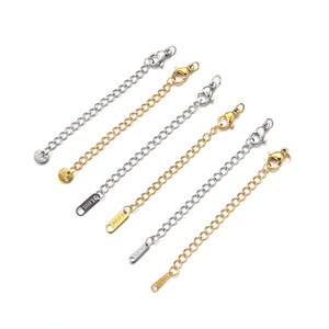 Cadena de acero inoxidable grabada de 5 cm con cierre de mosquetón para la fabricación de collares y accesorios de joyería - Product Image 5