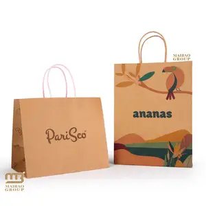 China Supplier Biodegradable Brown Kraft Paper Bag Takeaway Gifts Bag With Handles Customized Accept, Takeaway Food Paper Bag