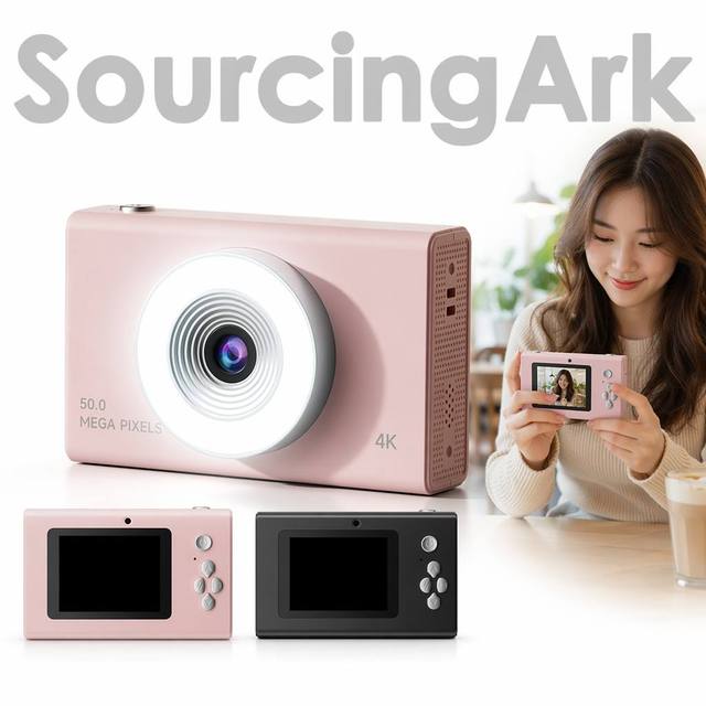 SourcingArk Compact Vintage Digital Camera for Teens Kids Travel 4K Resolution 2"-3" Screen 800mAh Lithium Battery for Card