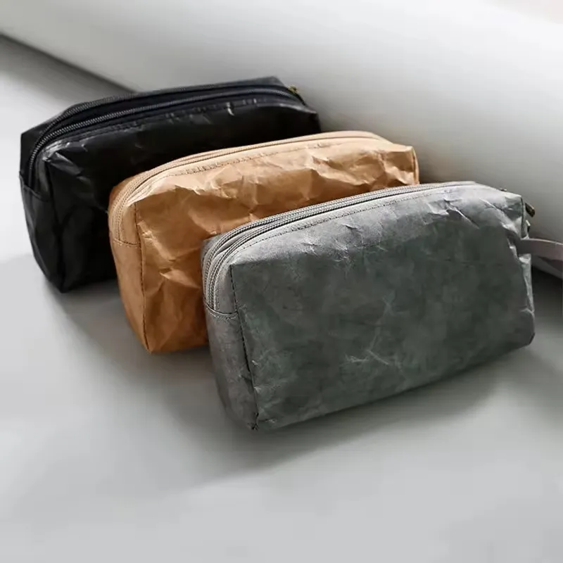 Bolsa de maquiagem personalizada para viagem, bolsa de papel Dupont à prova d'água para produtos de higiene pessoal, bolsa para cosméticos Tyvek