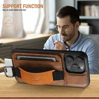 Étuis de téléphone en cuir PU pour iPhone Air 17 Pro Max 16 E 15 Plus 14 13 Samsung S25 Ultra S24 S23 S22 Porte-bracelet Housse de téléphone mobile