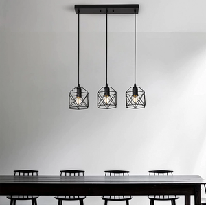 Lampadario a Sospensione a 3 Luci Nero, Lampada a Sospensione Moderna Nordica a LED per Interni, Decorativa E27, per Camera da Letto, Sala da Pranzo, Cucina, Ristorante - Product Image 4