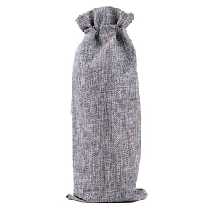 Một chai rượu vang Túi Vải Bố đay rượu vang Dây Kéo Túi hessian chai rượu vang Túi Quà Tặng với dây rút - Product Image 4