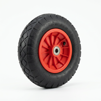400-8 350-8 Roue de brouette pneumatique gonflable en caoutchouc avec jante en plastique et roulement à billes
