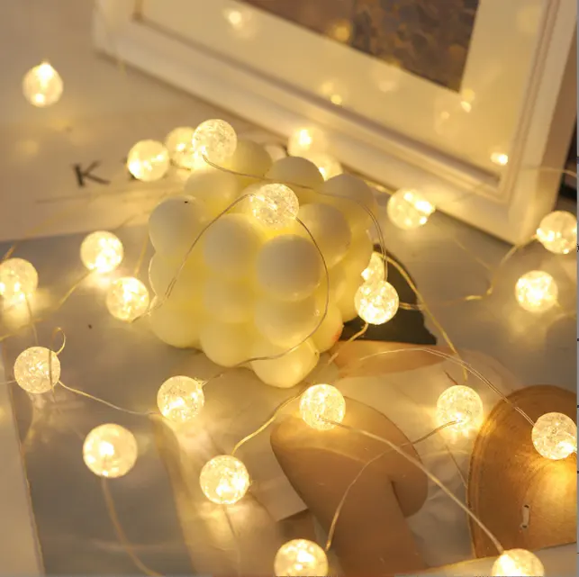 cracked ball string decoration indoor use copper light fairy lamp mini led ball lights