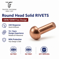 Rivets TianFang pour les joints des poignées de casseroles, rivets solides à tête ronde en cuivre sur mesure, échantillonnage rapide et délai de livraison rapide
