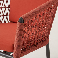Ensemble de salle à manger moderne en aluminium avec 8 chaises en corde pour restaurant et jardin, utilisation extérieure