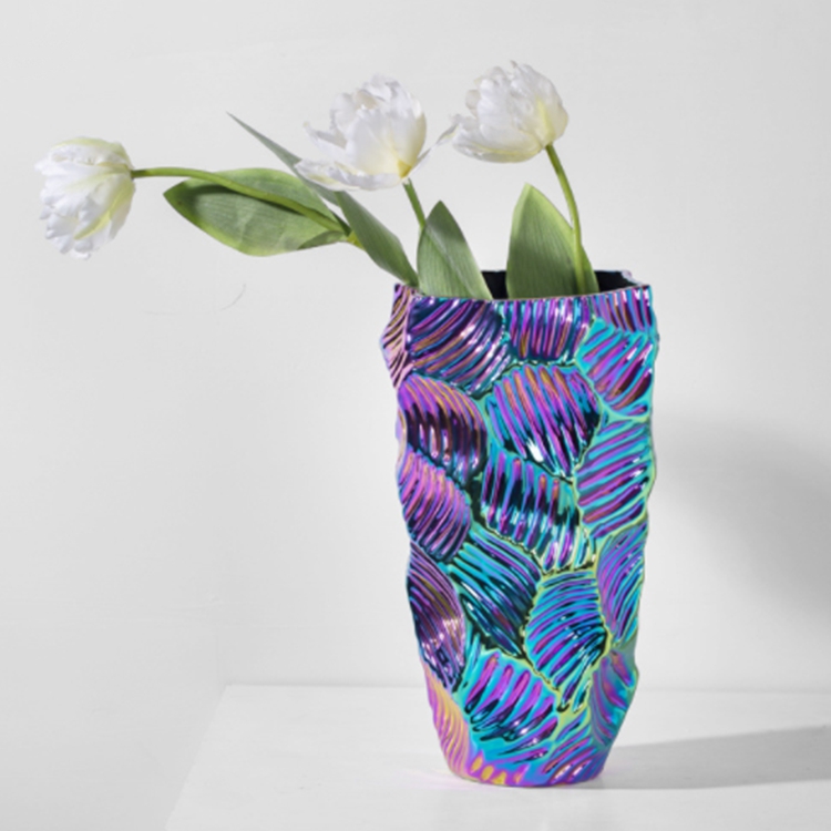 Creative light luxury living room room flower arrangement decoration fish scale dazzle color ceramic vase