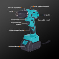 Perceuse électrique sans fil de qualité industrielle, 1800W, mandrin 10mm, vitesse variable, multifonction, pour bricolage, vente directe usine, transfrontalière, pour l'étranger