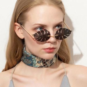 Gafas de Sol Vintage de Moda 2021, Color Verde Rosa, Protección UV400, Montura de Hoja sin Aro, para Mujer - Product Image 2