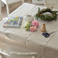 Nappe en lin lavé, élégante, style campagne française, blanche unie, avec effet froissé naturel, pour table à manger, décoration de mariage