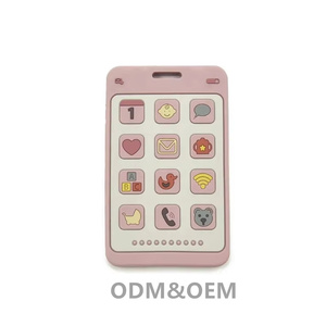 Anneau de dentition pour bébé en silicone de qualité alimentaire sans BPA, unisexe, forme carrée, jouet souple style téléphone - Product Image 1