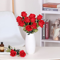 Rose artificielle à tige unique en gros pour la maison, les mariages, la Saint-Valentin, l'intérieur et l'extérieur