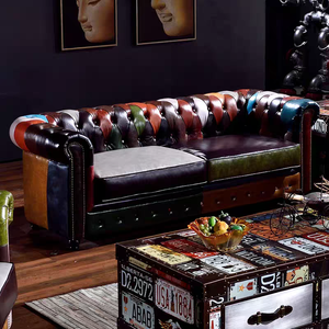 Divano di Lusso Vintage Industriale Retrò Stile Aviatore per Bar Sigari, Pub, Club, Studio, Concessionaria Auto, Lounge, Arredamento Speakeasy - Product Image 3