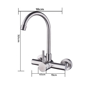 Grifo <span class=keywords><strong>de</strong></span> fregadero <span class=keywords><strong>de</strong></span> cocina <span class=keywords><strong>de</strong></span> acero inoxidable 304, mezcladores fríos y calientes duraderos con un solo Mango, diseño moderno, Grifo Flexible montado en <span class=keywords><strong>la</strong></span> pared - Product Image 6